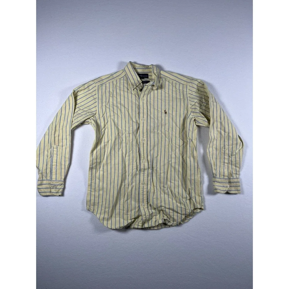 Ralph Lauren Dress Shirt Long Sleeve Yellow Button Up Boys Size 12 VTG Y2K